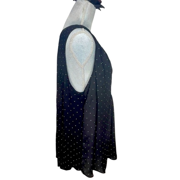 LOFT Plus Mix Media Black Sleeveless Blouse with White Dots, Polka Dots Sz 18 - Picture 5 of 10